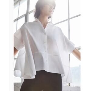 Vetta Capsule White Button Up Convertible Multi Wear Oversized 100% Cotton Shirt